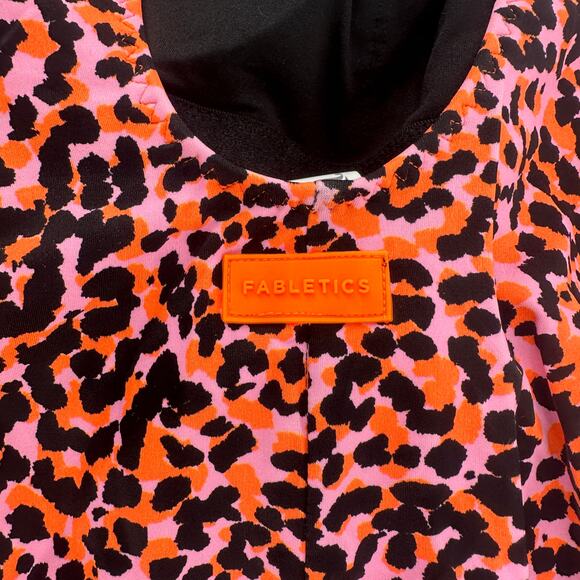 Fabletics Leopard Print Scoop Tie Back Bathing Swim Suit Womens Sz Small Safari - Picture 4 of 6